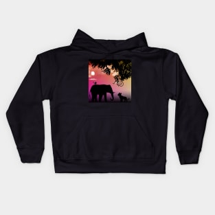 Animal Friends in the Jungle,sunset Kids Hoodie